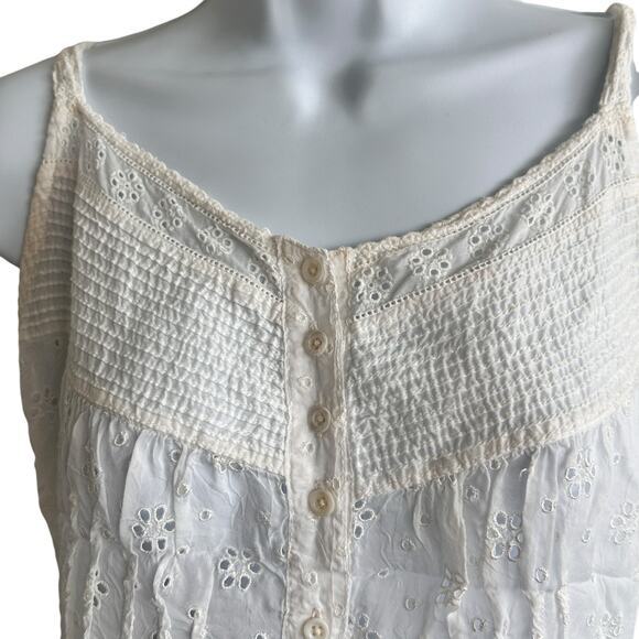 Johnny Was‎ white eyelet embroidered spaghetti strap blouse size XS - Picture 5 of 9